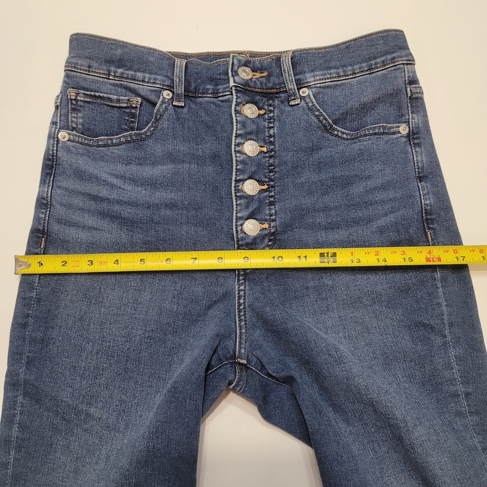 Express Slim High Rise  Blue Women's Jeans buttoned  Size 6S - Picture 7 of 16